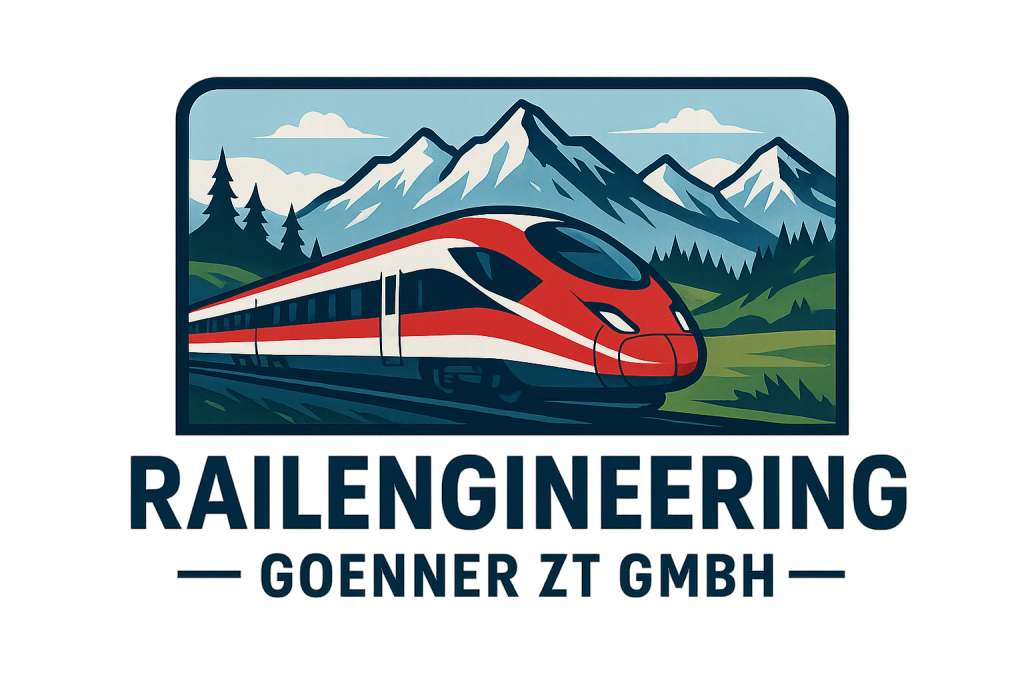 Railengineering – Logo mit Alpenpanorama